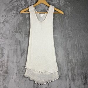 Van Klee Womens Tunic Tank Top Tissure Knit Double Layer XS/S Handmade Cream